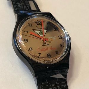 Swatch Watch Black/Silver Martini With Olive Like New Condition